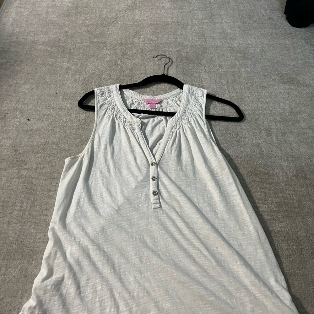 Lilly Pulitzer Cream Sleeveless Polo Tank Top
